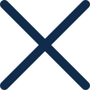 Dark blue close icon with two diagonal lines forming an X shape on white background.
