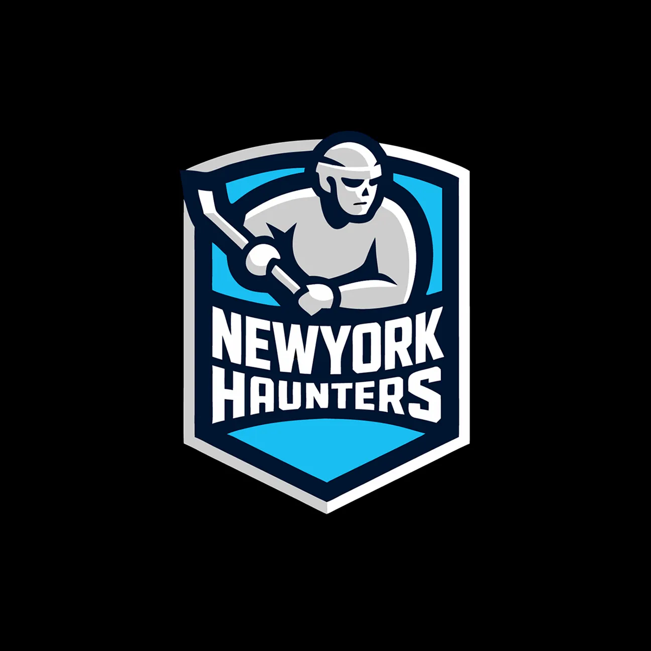 Boston Haunters hockey mascot logo with shield emblem