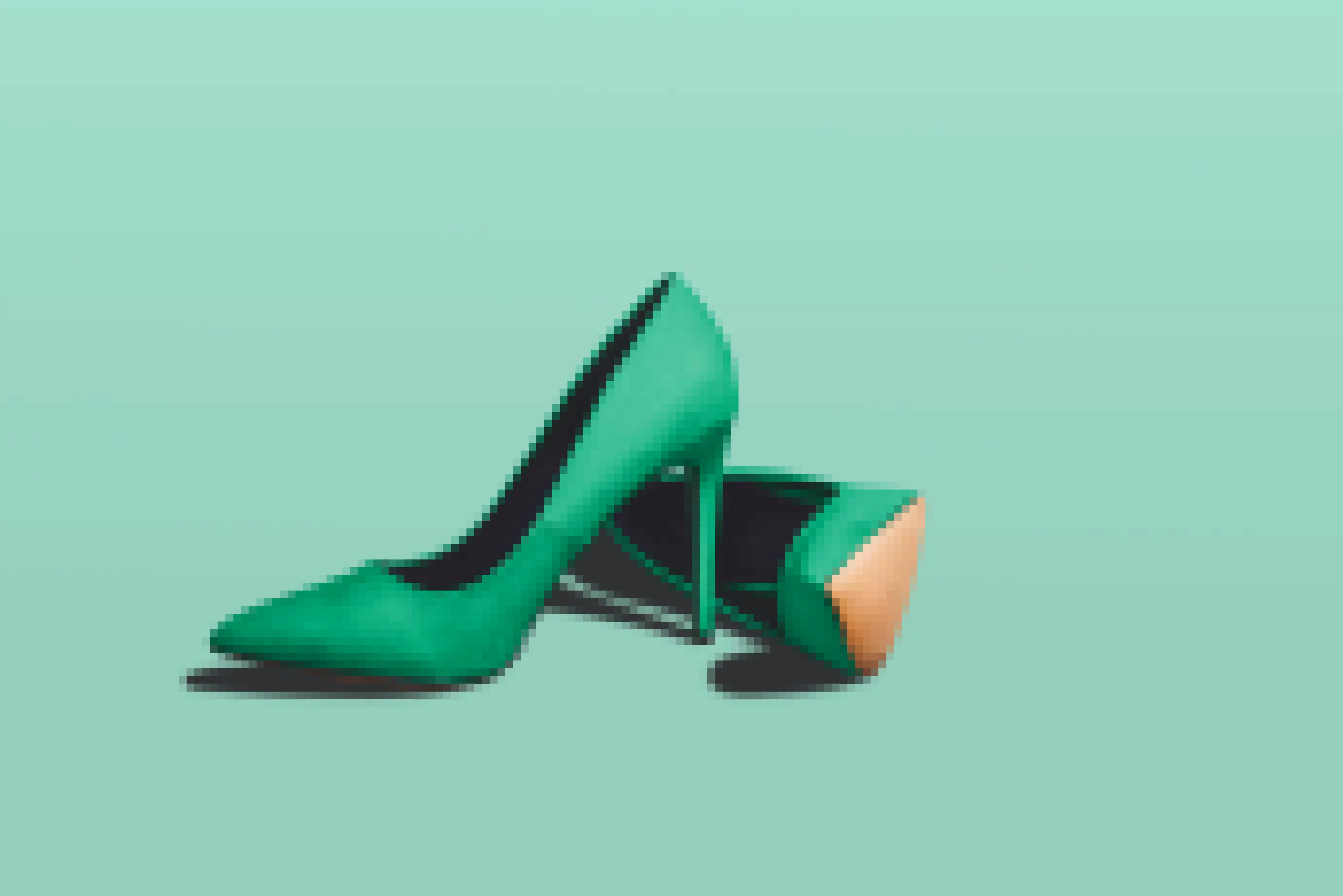 Pixelated image of womens footwear.