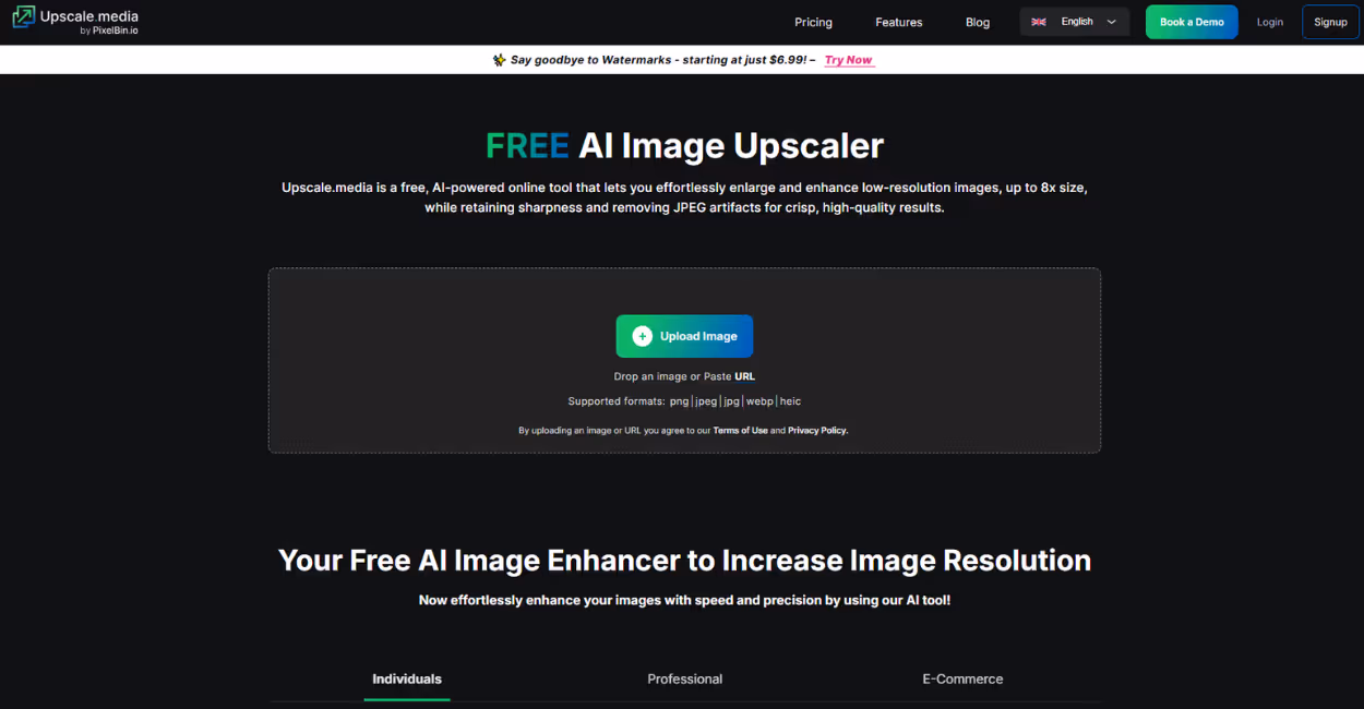 Open upscale.media browser