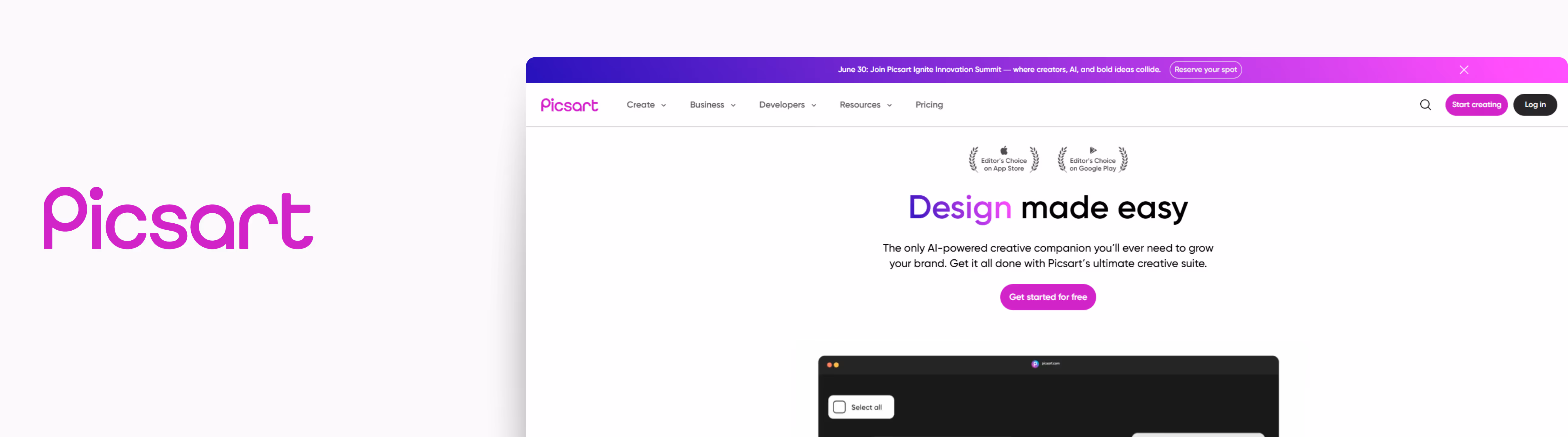 Home page of Picsart