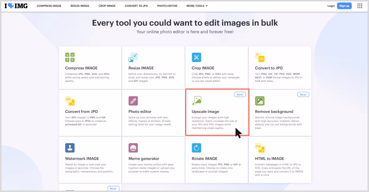 Upscale image option