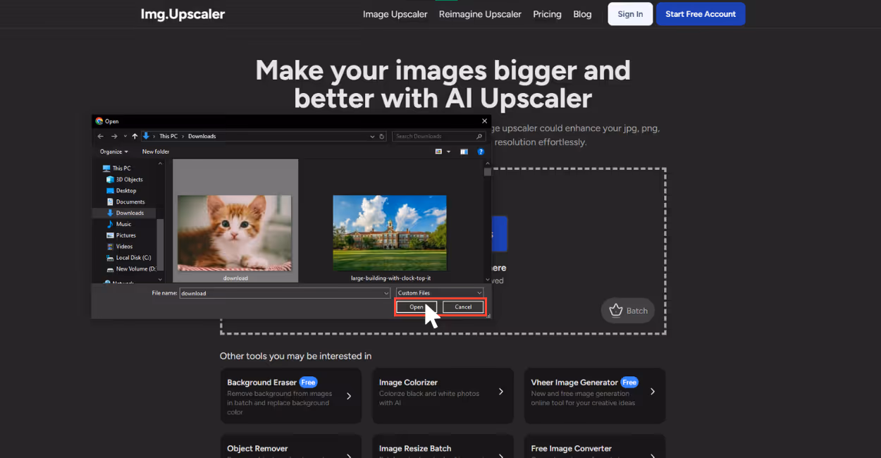 Choose Image on Img.Upscaler