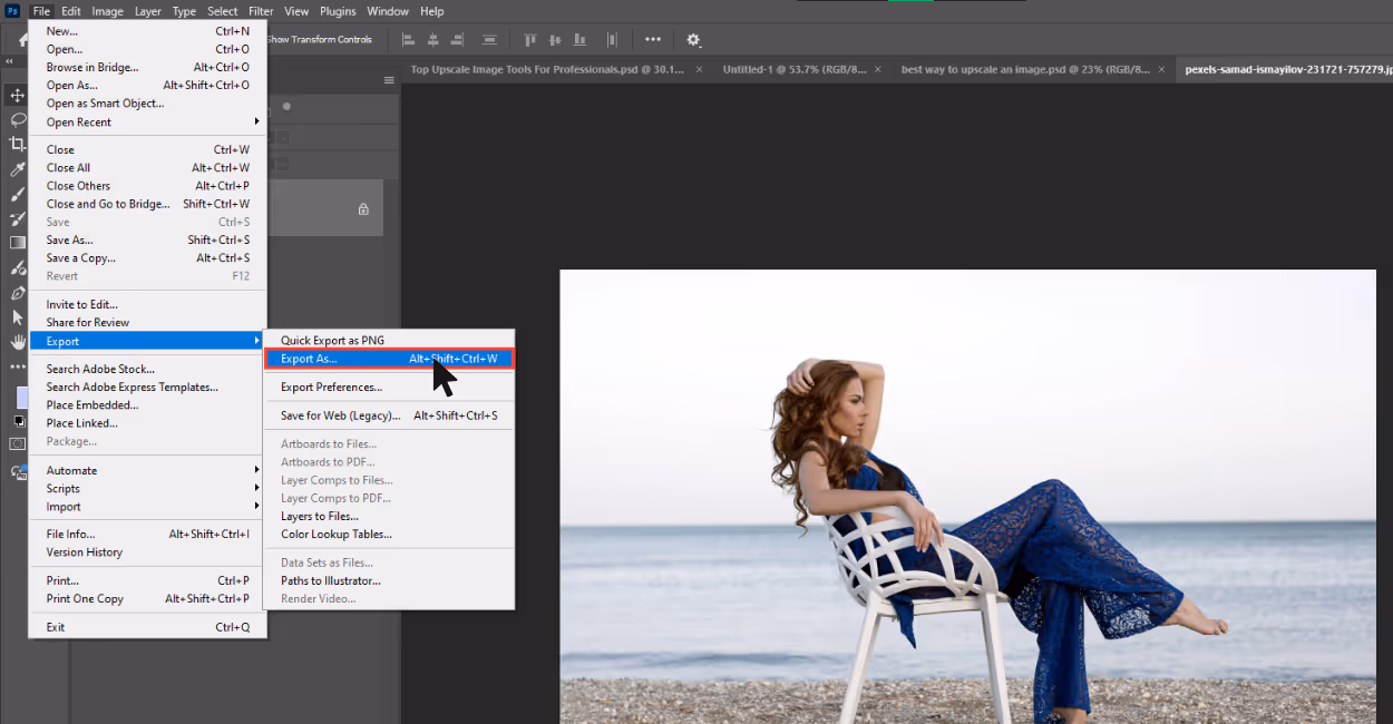 Export the image