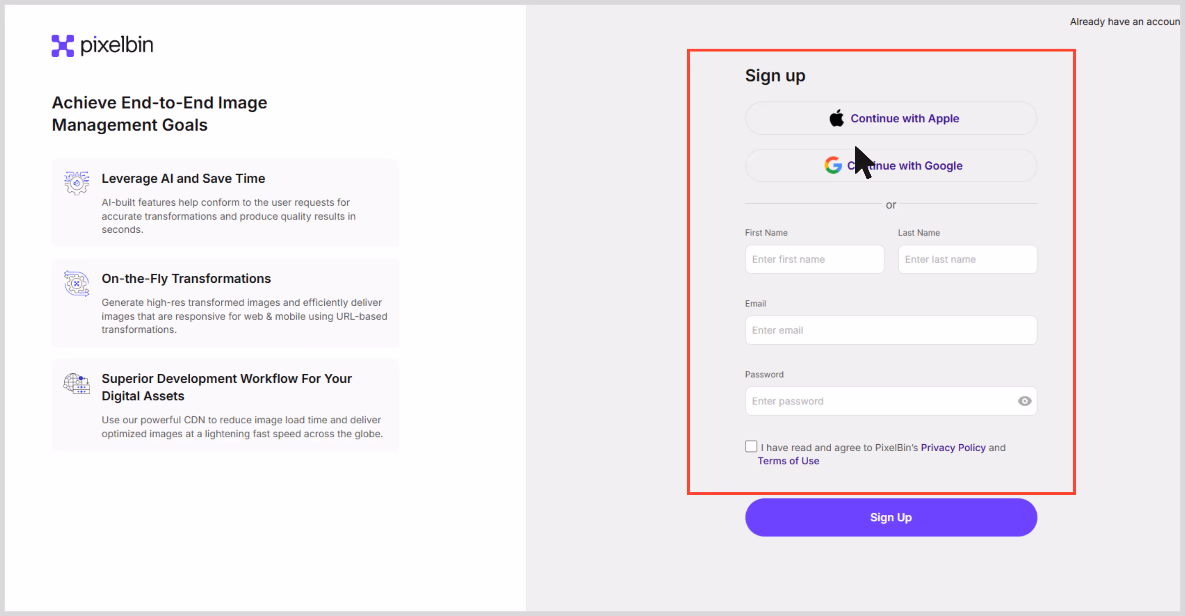Sign up 