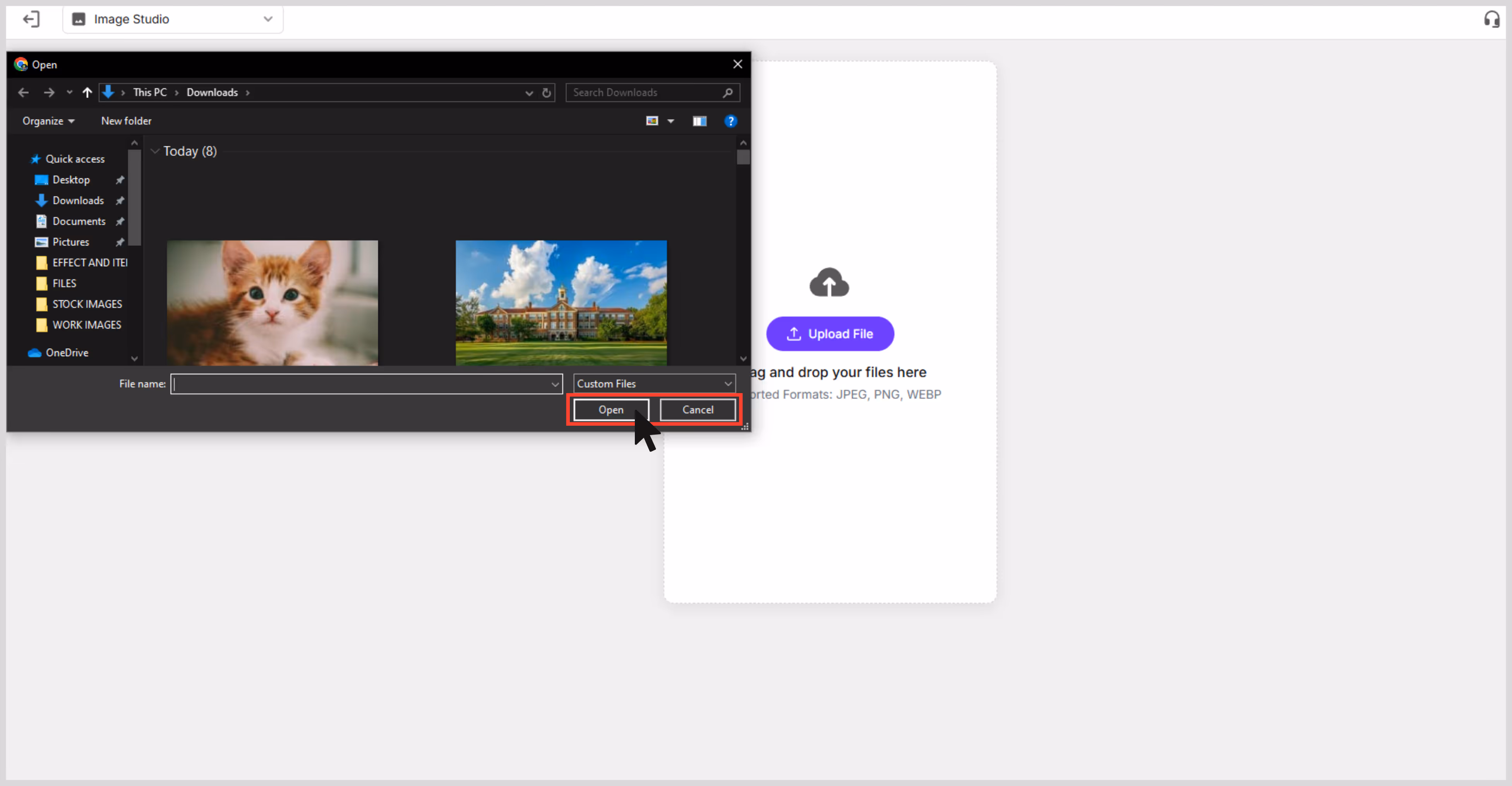Uploading Images for Upscale Image