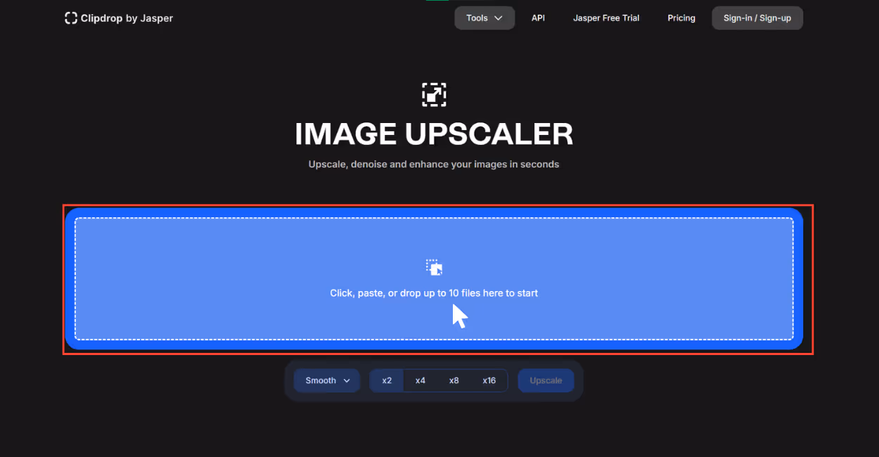 Click on the blue box to upload the image