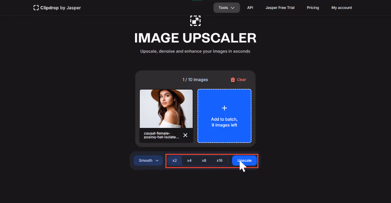 Click on Upscale