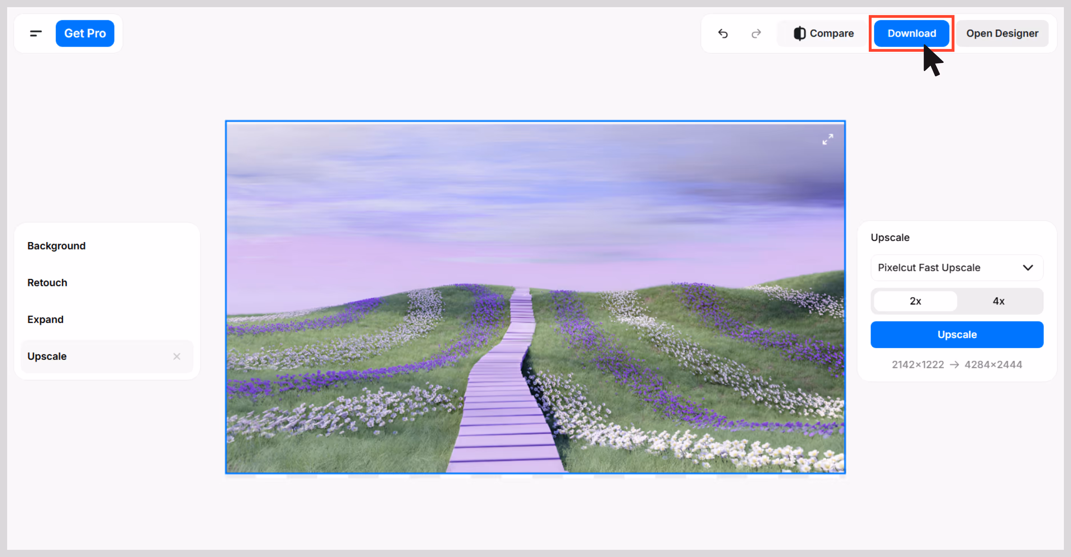 download the upscaled image