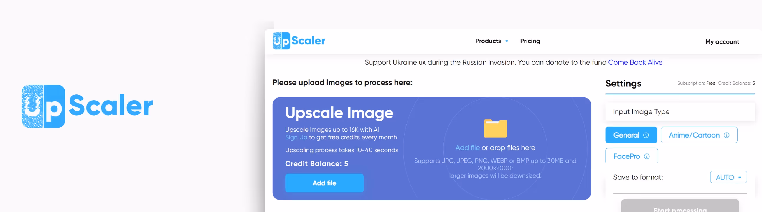 UpScale Home Page