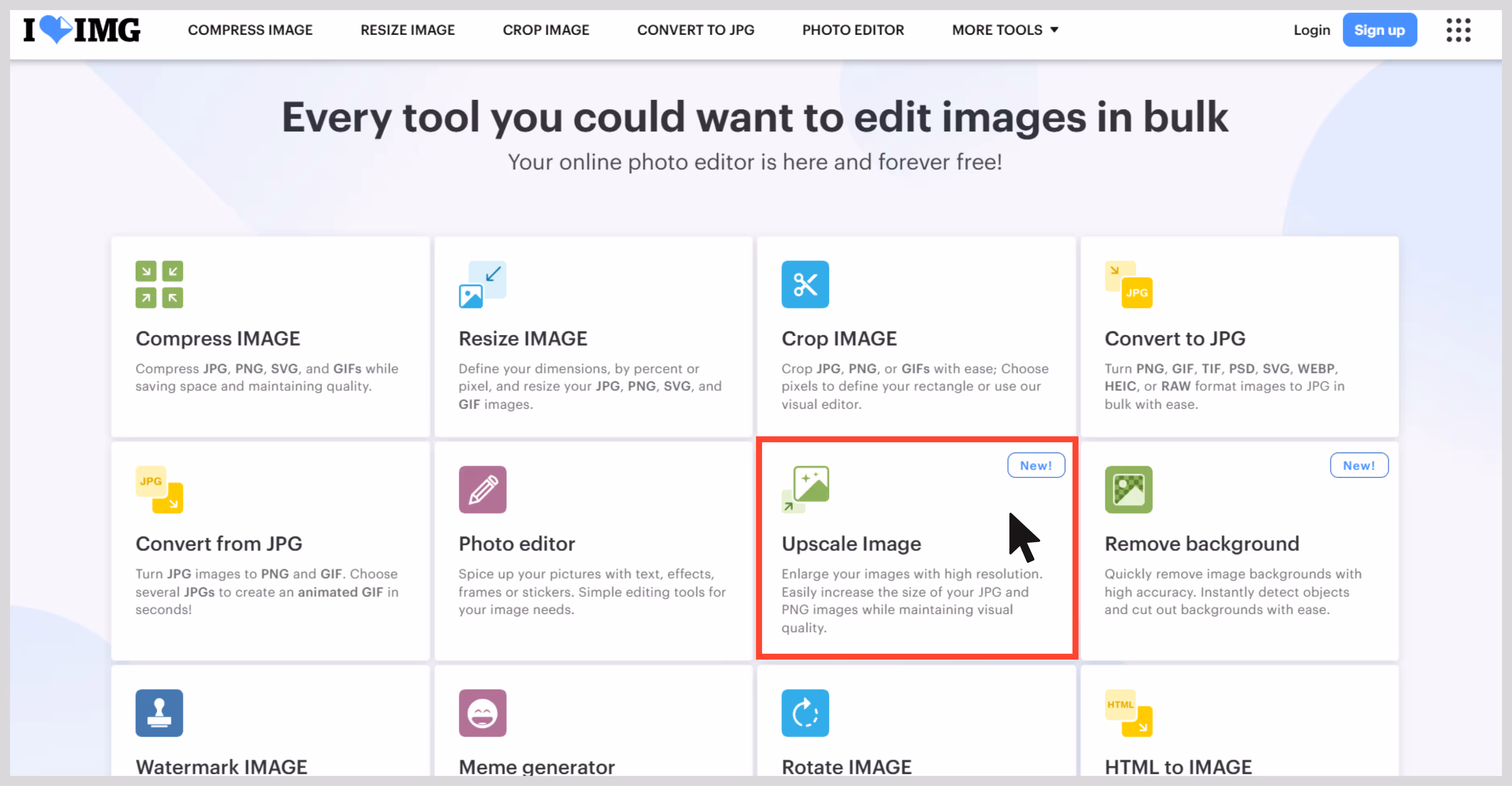 Upscale image option