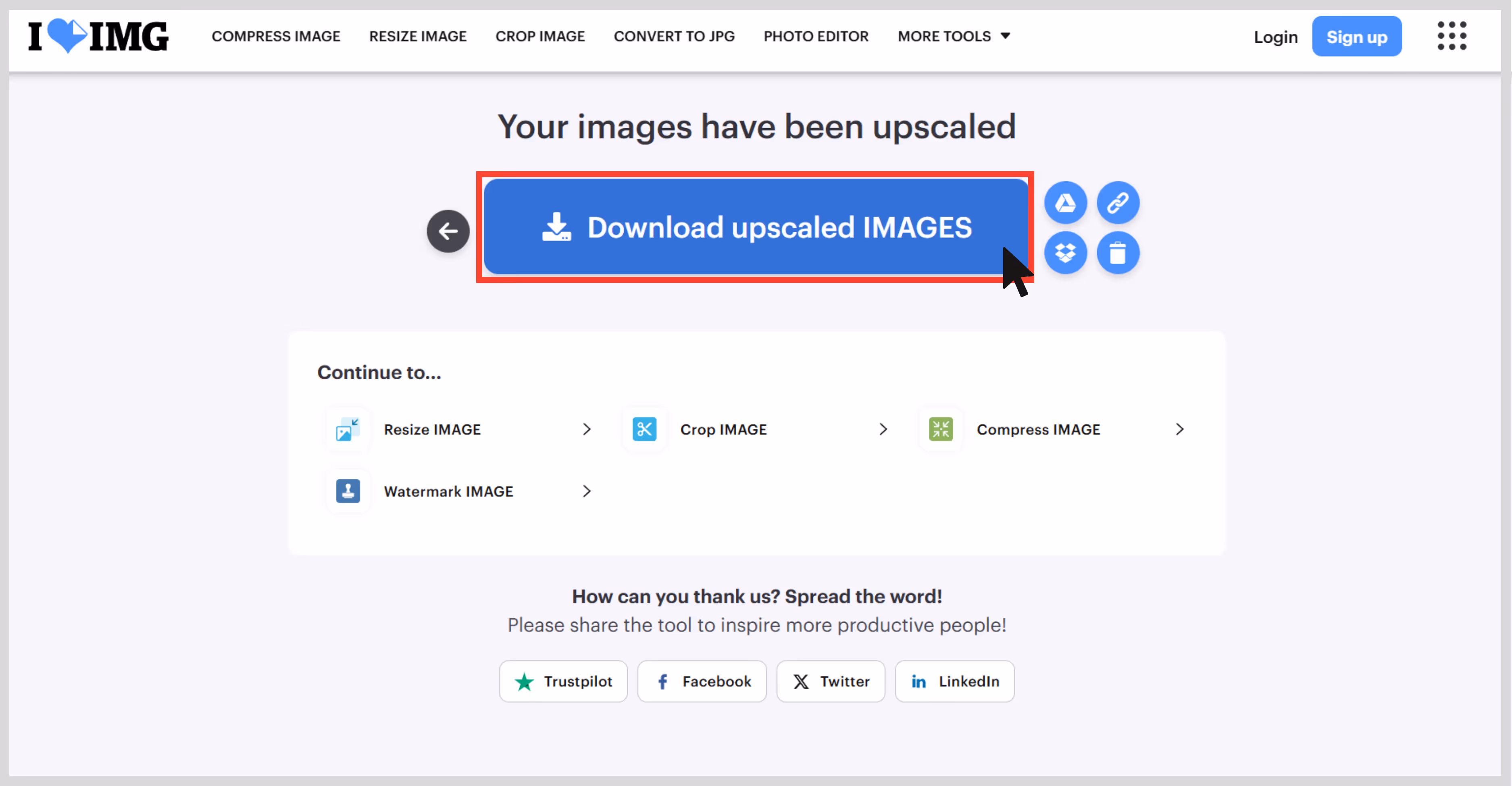 Download upscaled Image to save image