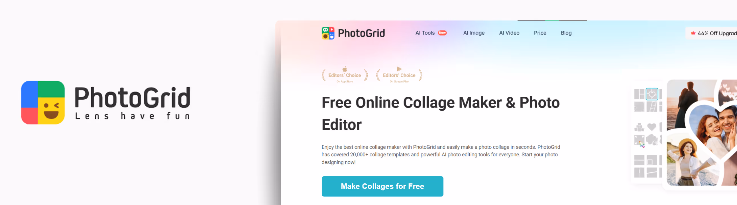 Home page of PhotoGrid