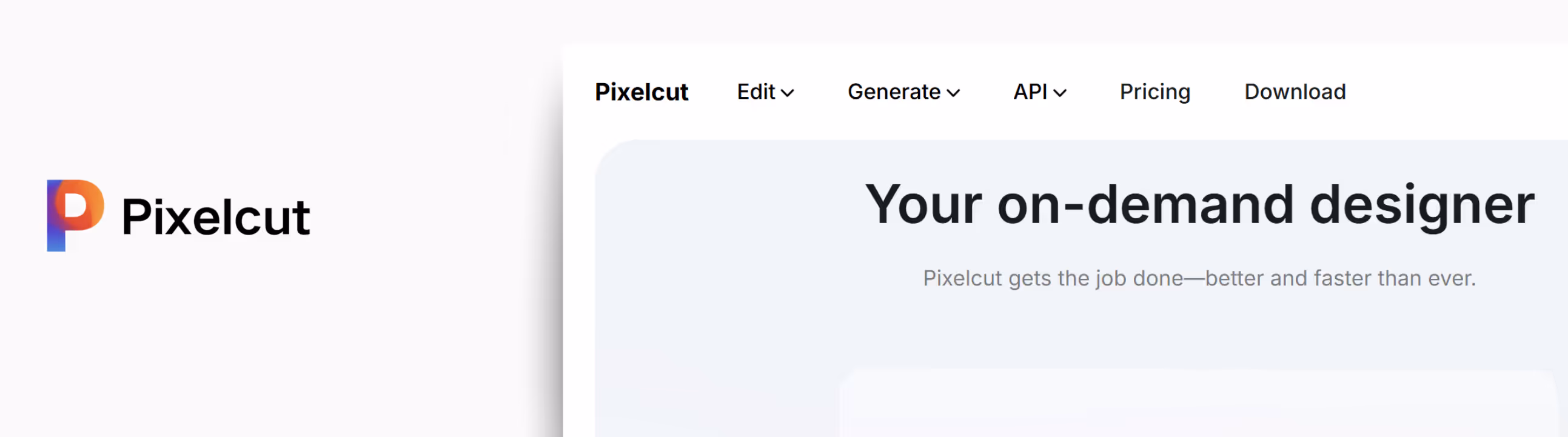 Home page of Pixelcut 