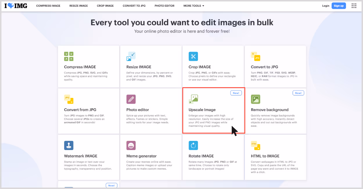 Upscale image option