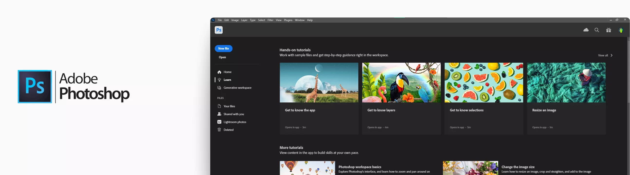 Homepage of Adobe Photoshop
