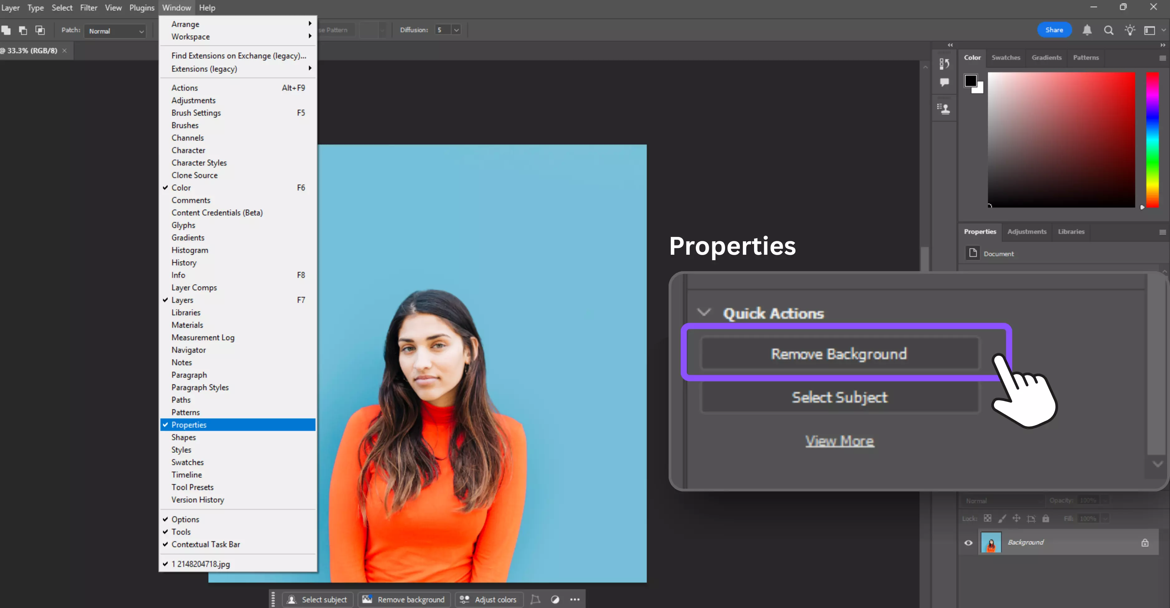 scroll down until you find the "Quick Actions" section