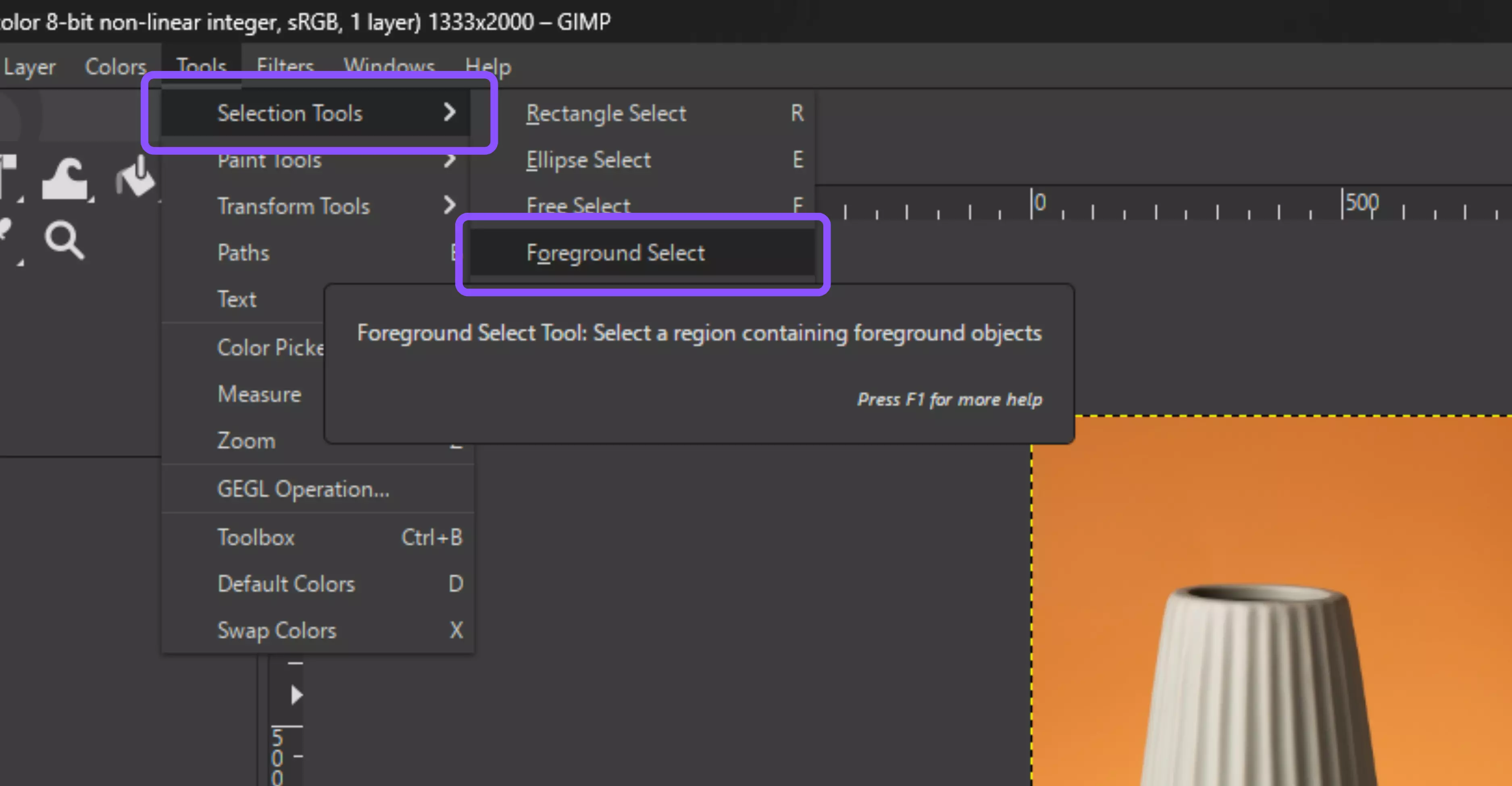 Choose the Foreground Select Tool from the toolbox
