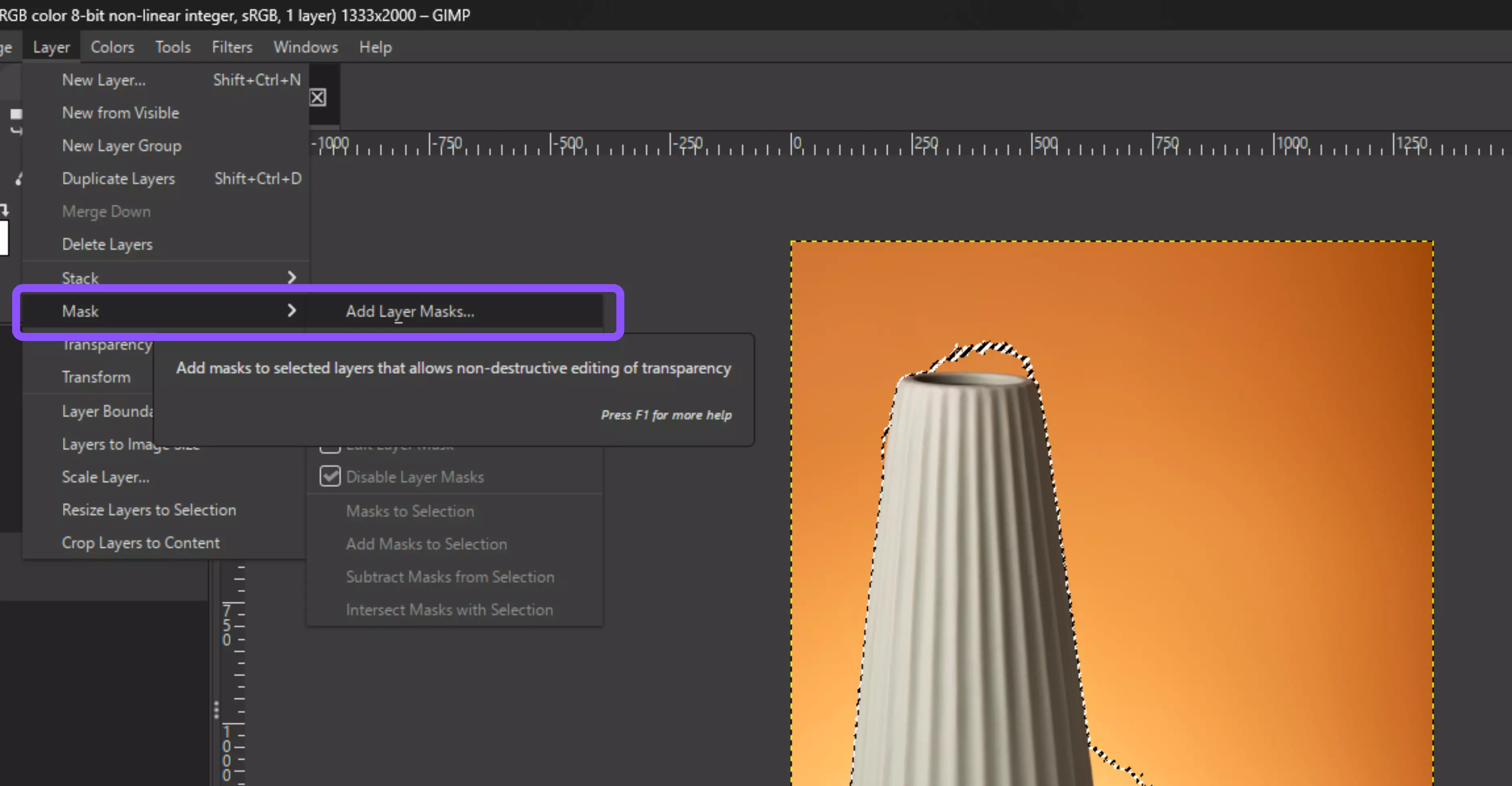 Add transparency to your layer by going to Layer