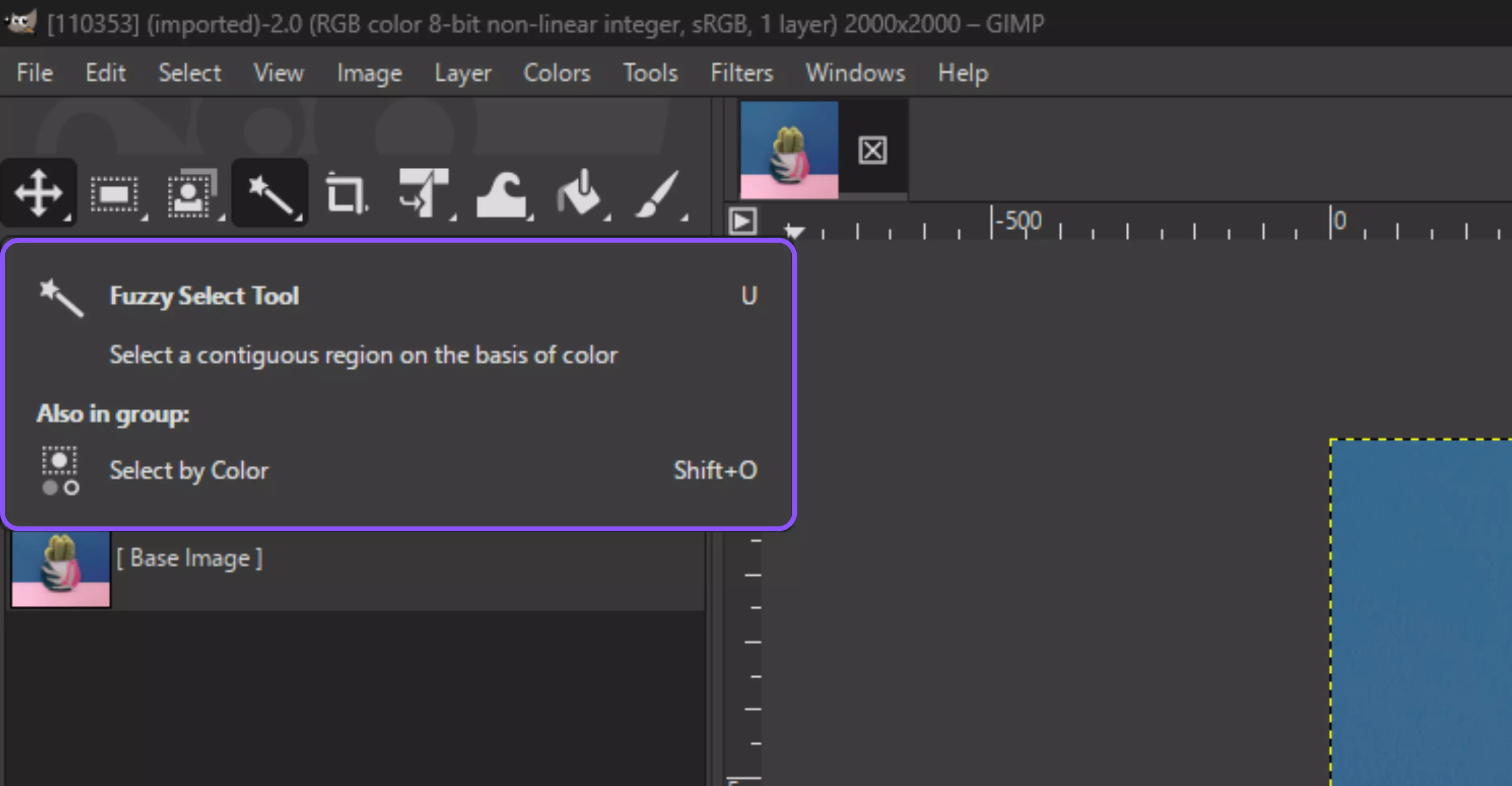 Pick the Fuzzy Select Tool (U) from the toolbox