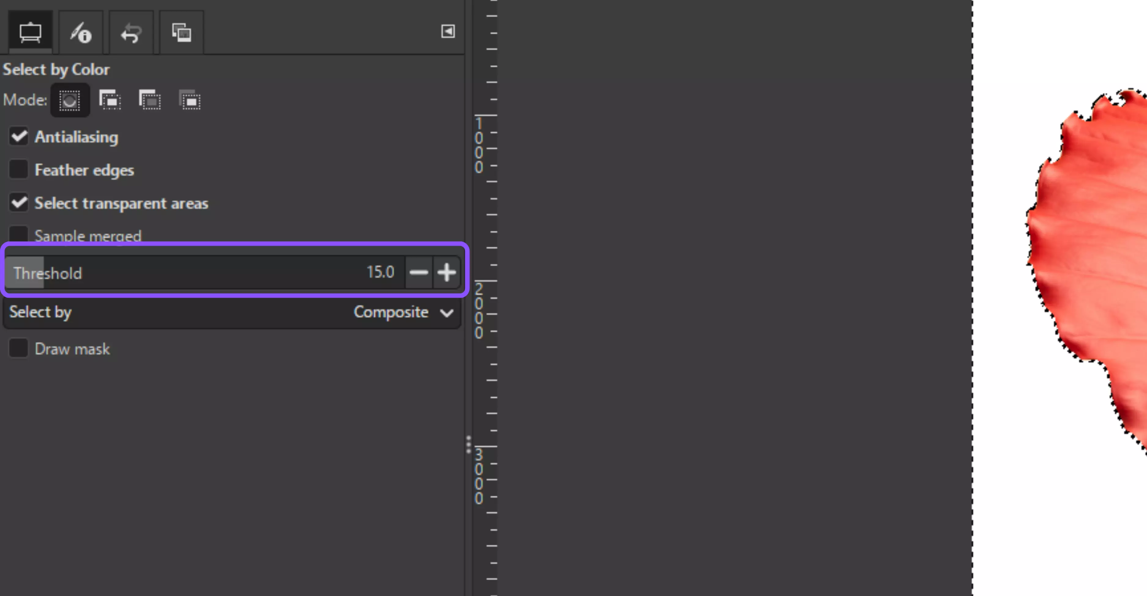 Adjust the Threshold in the Tool Options