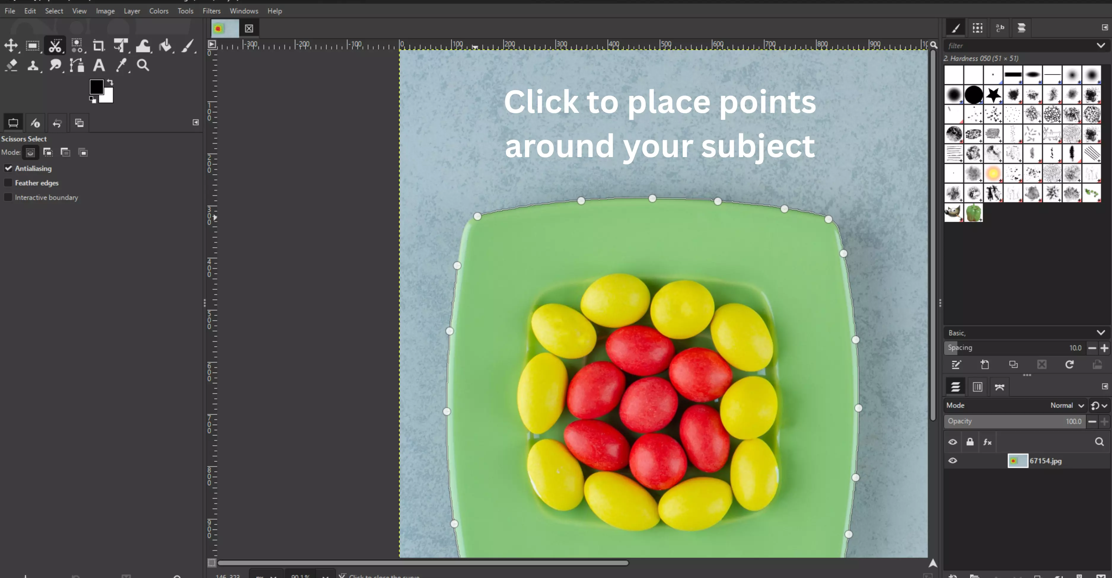 Click to place points around your subject