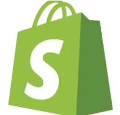 Shopify green shopping bag icon with white S on front.