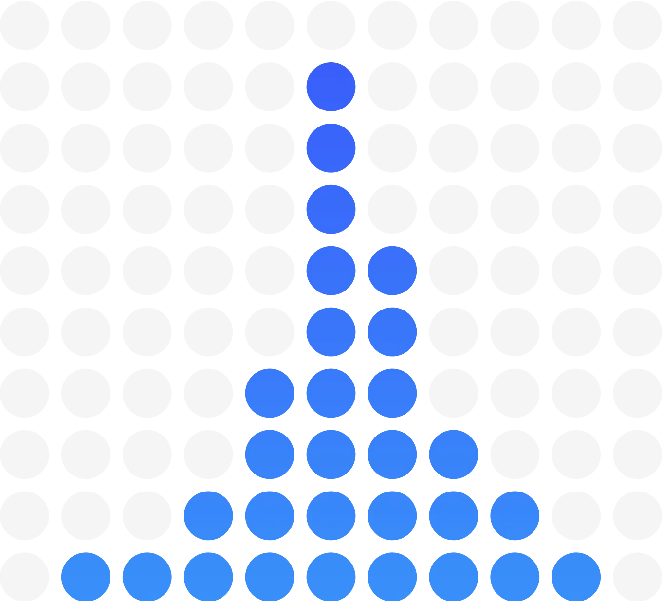 Blue dots arranged vertically and horizontally forming a sideways 'L' shape on a black background.