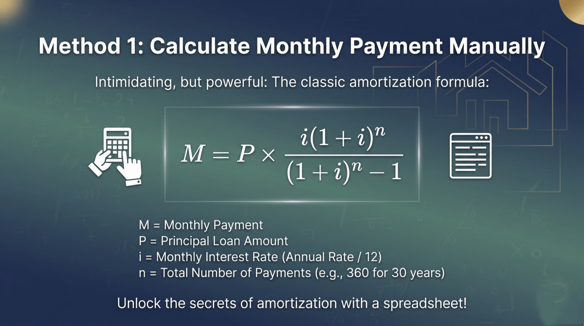 Method 1: Calculate Monthly Payment Manually