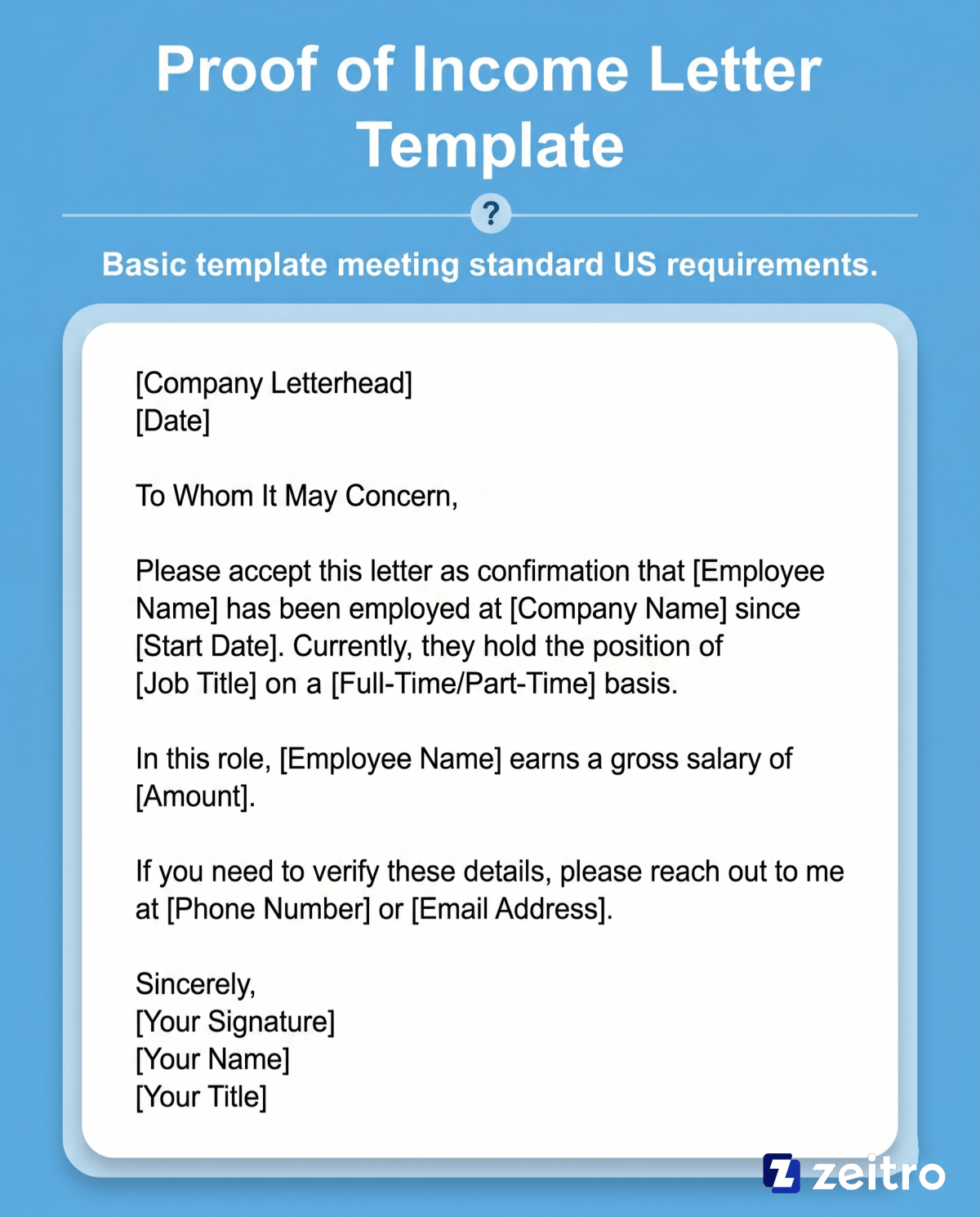 Proof of Income Letter Template