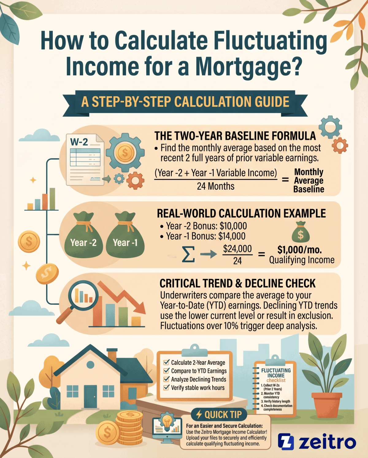 How to Calculate Fluctuating Income for a Mortgage?