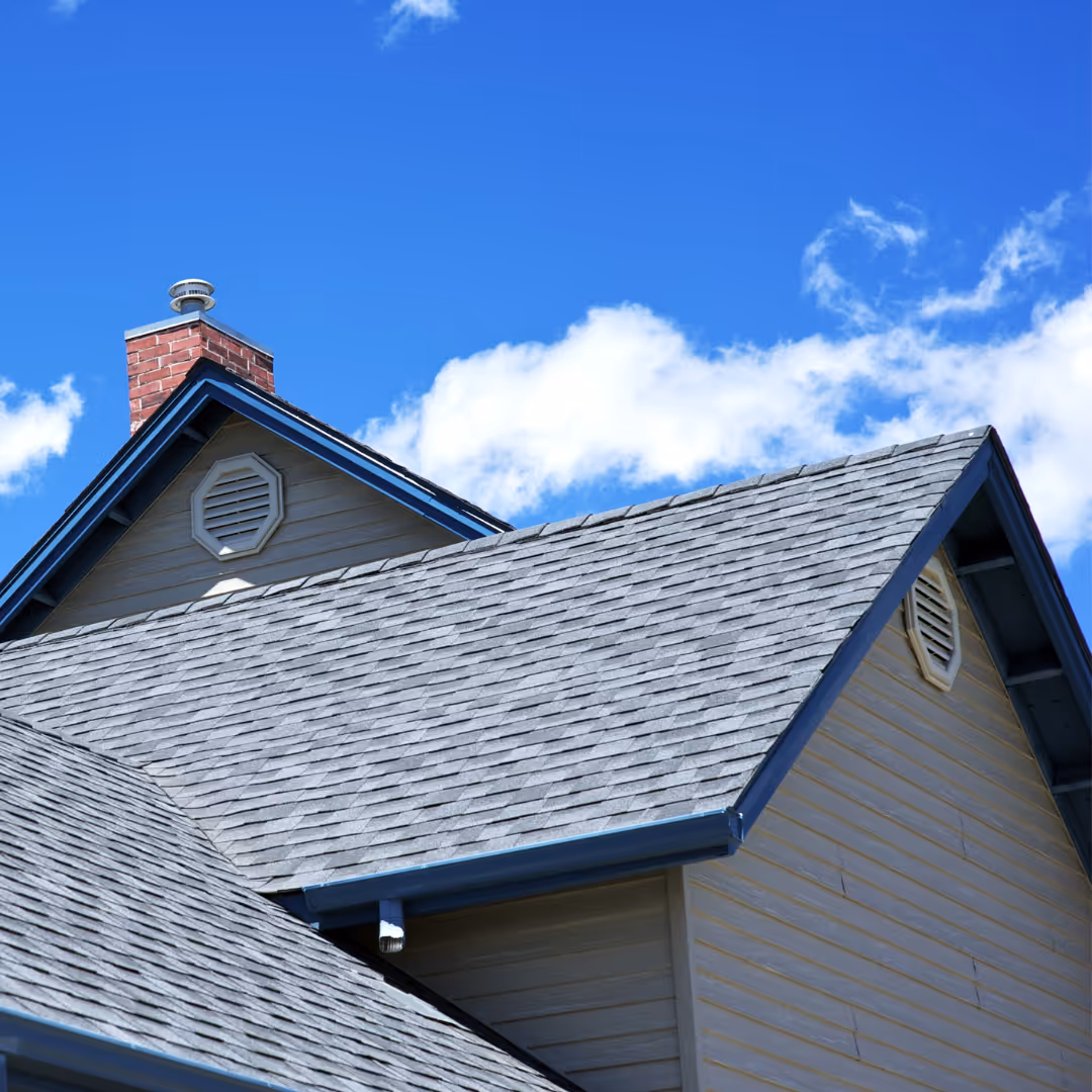 Roof of residential house with solar panels