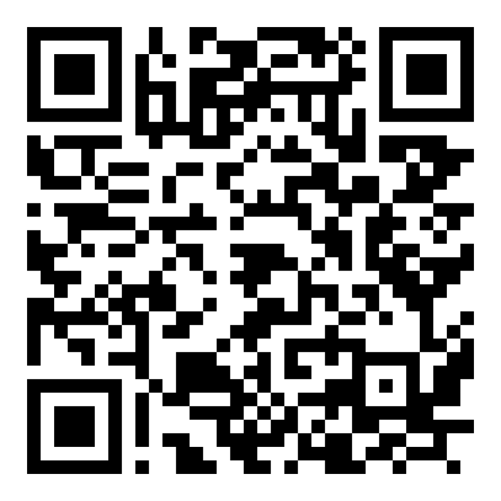 Code QR carré en noir et blanc.
