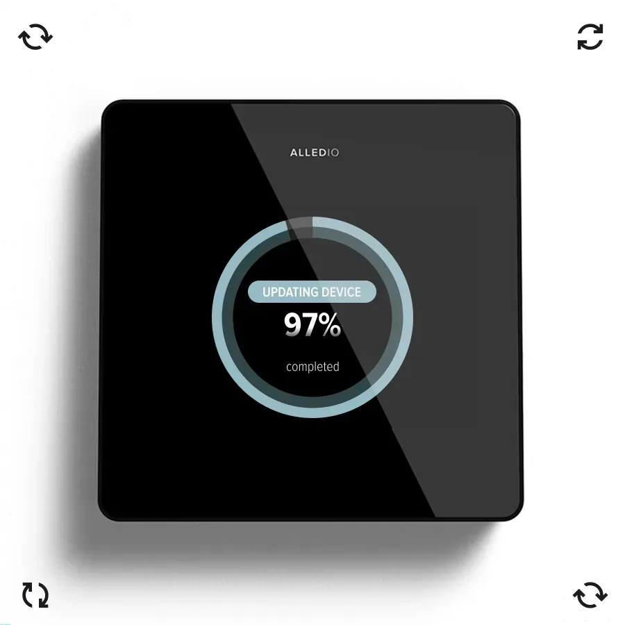 White label room controller HVAC firmware update in progress at 97%