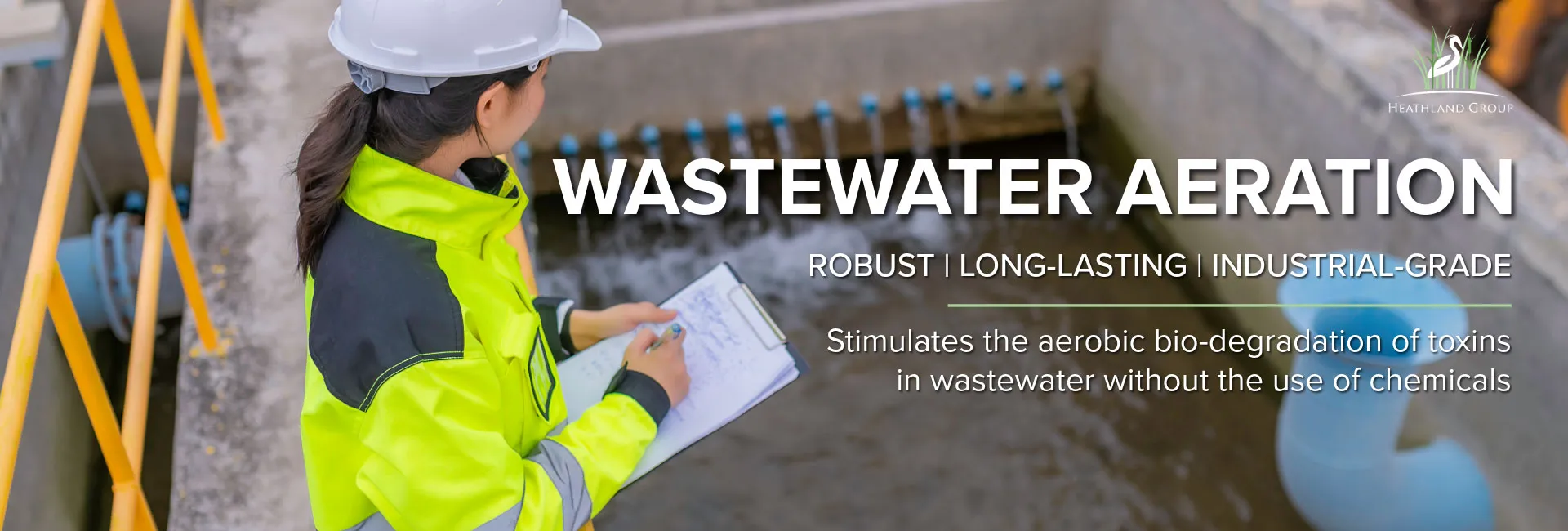 Industrial aeration - wastewater aeration that stimulates the aerobic bio-degradation of toxins in wastewater without the use of chemicals