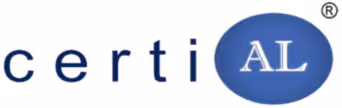 Certification logo with letters 'AL' inside a blue oval.