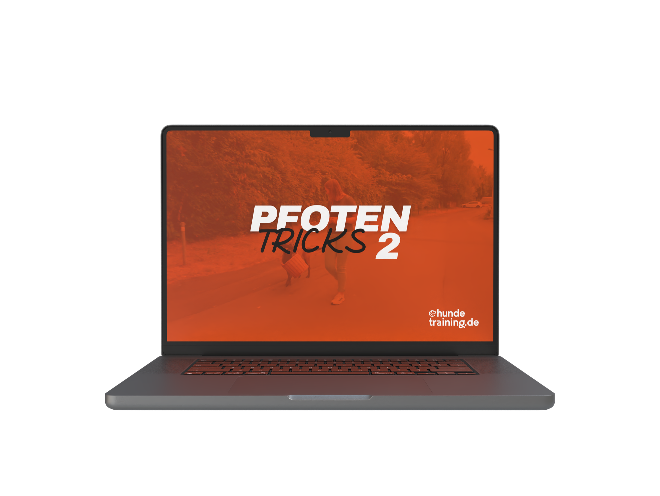 Laptop-Mockup zeigt das Pfotentricks 2 Video von hundetraining.de