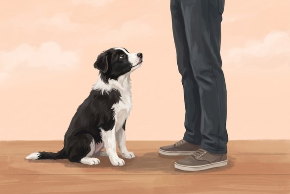 Hund begrüßt Besuch mit allen vier Pfoten am Boden – Kurs Anspringen verboten