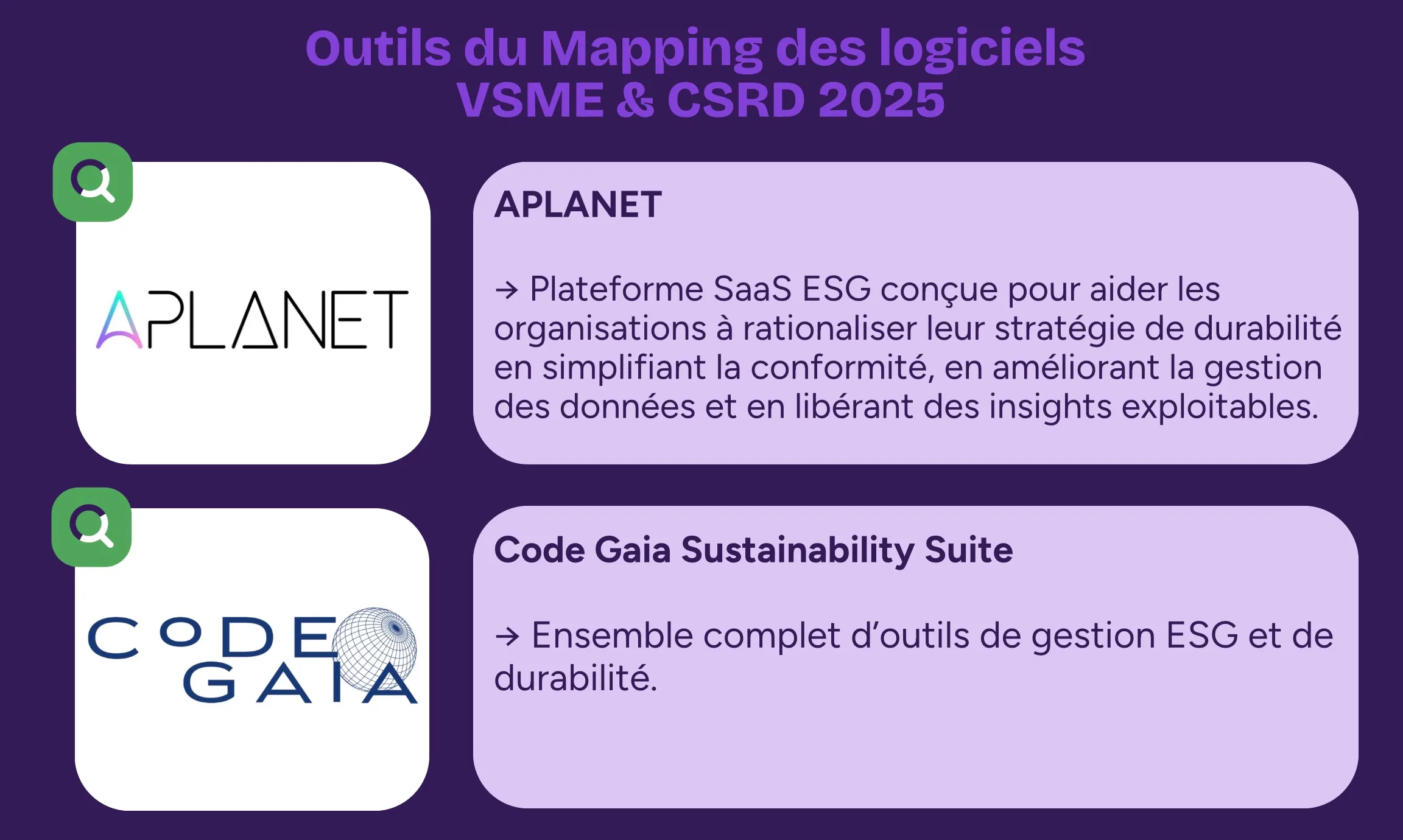Outils du Mapping des logiciels VSME & CSRD 2025