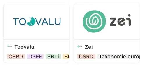 Mapping des logiciels VSME & CSRD 2025, Plateforme KP, Tennaxia, Ekyo, Greenscope, Orki, Apiday, Toovalu, Kiosk, CSR Insight, FINGREEN AI, Zei, Greenomy, Sami, Envizi, Code Gaia Sustainability Suite, APLANET, Figbytes, Harnest, Impaakt, BlueKanGo, Coolset sustainability platform, Greenly, Sweep