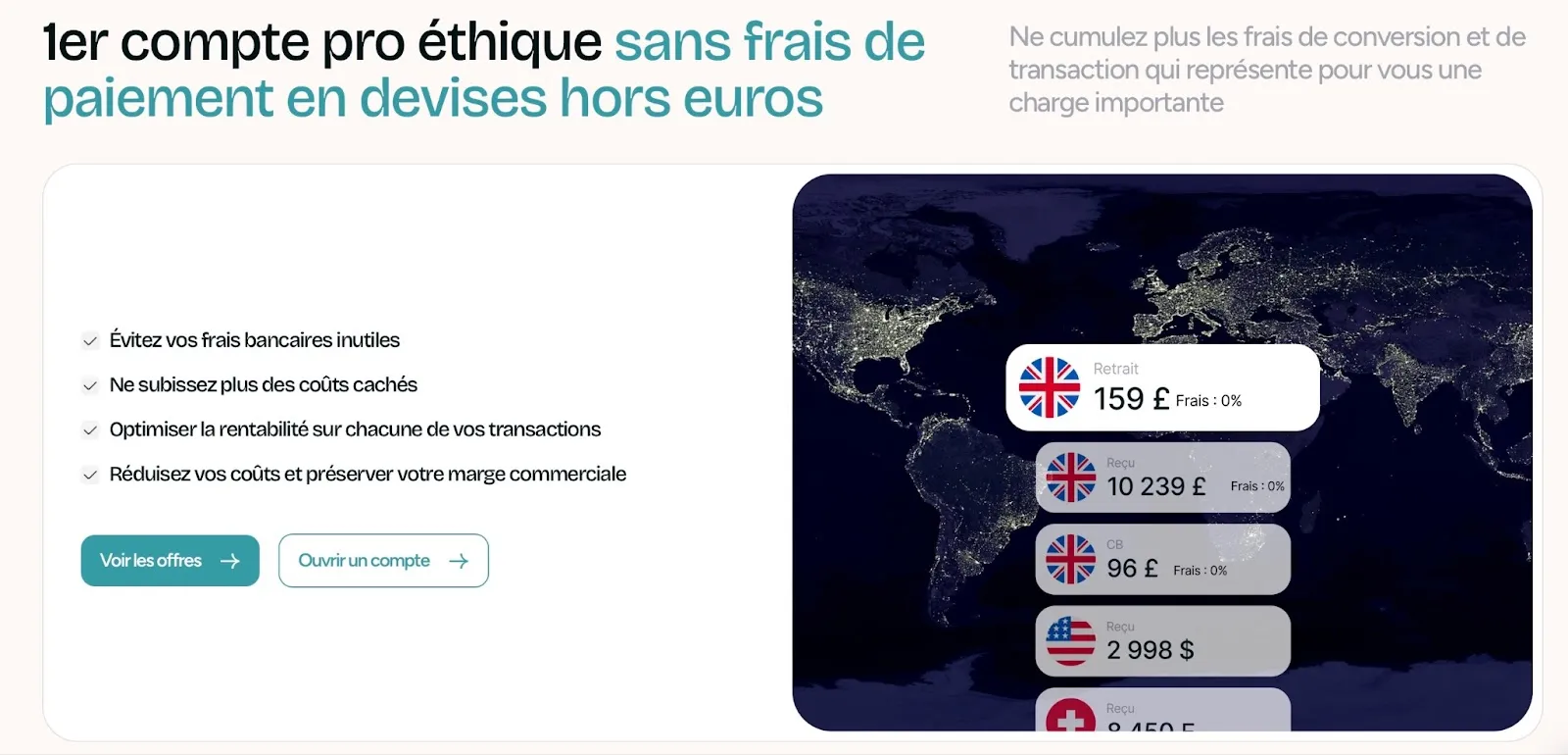 1er compte pro éthique sans frais de paiement en devises hors euros