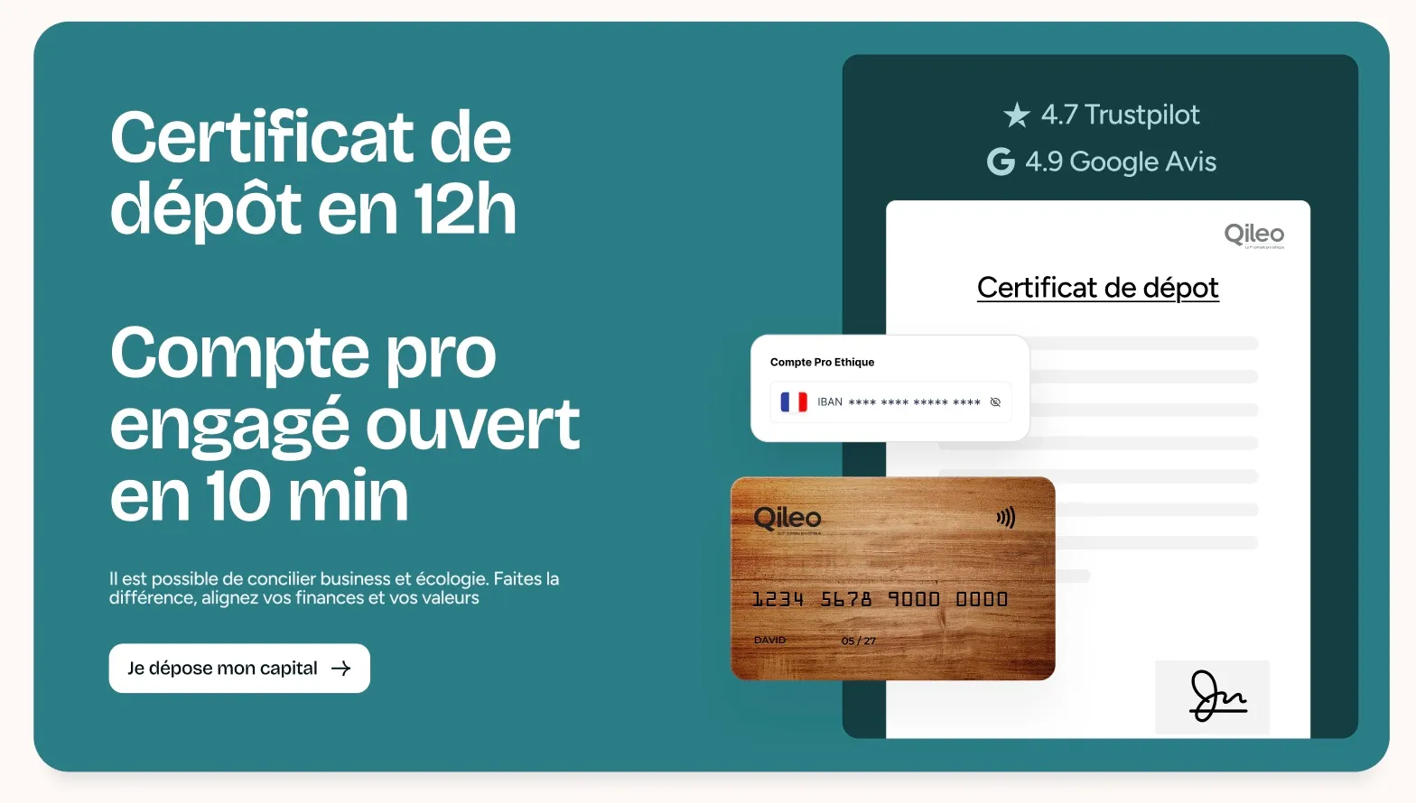 Certificat de dépôt en 12 et compte pro engagé ouvert en 10 minutes