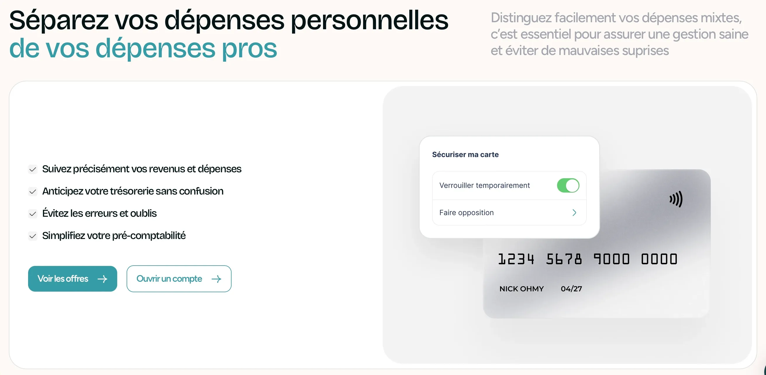 Séparez vos dépenses personnelles de vos dépenses pros