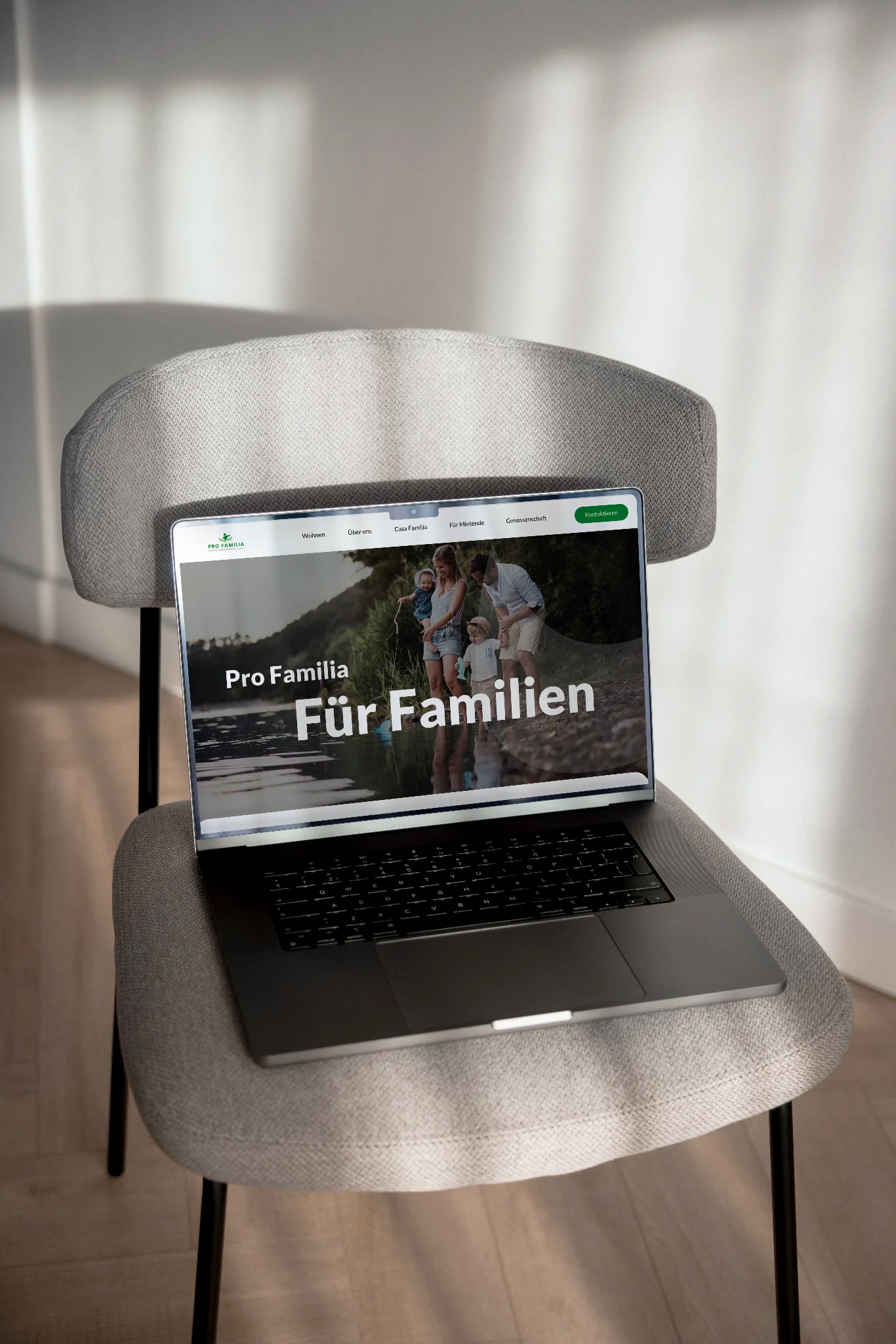 WBG Pro Familia Arbon – website on a laptop, mockup