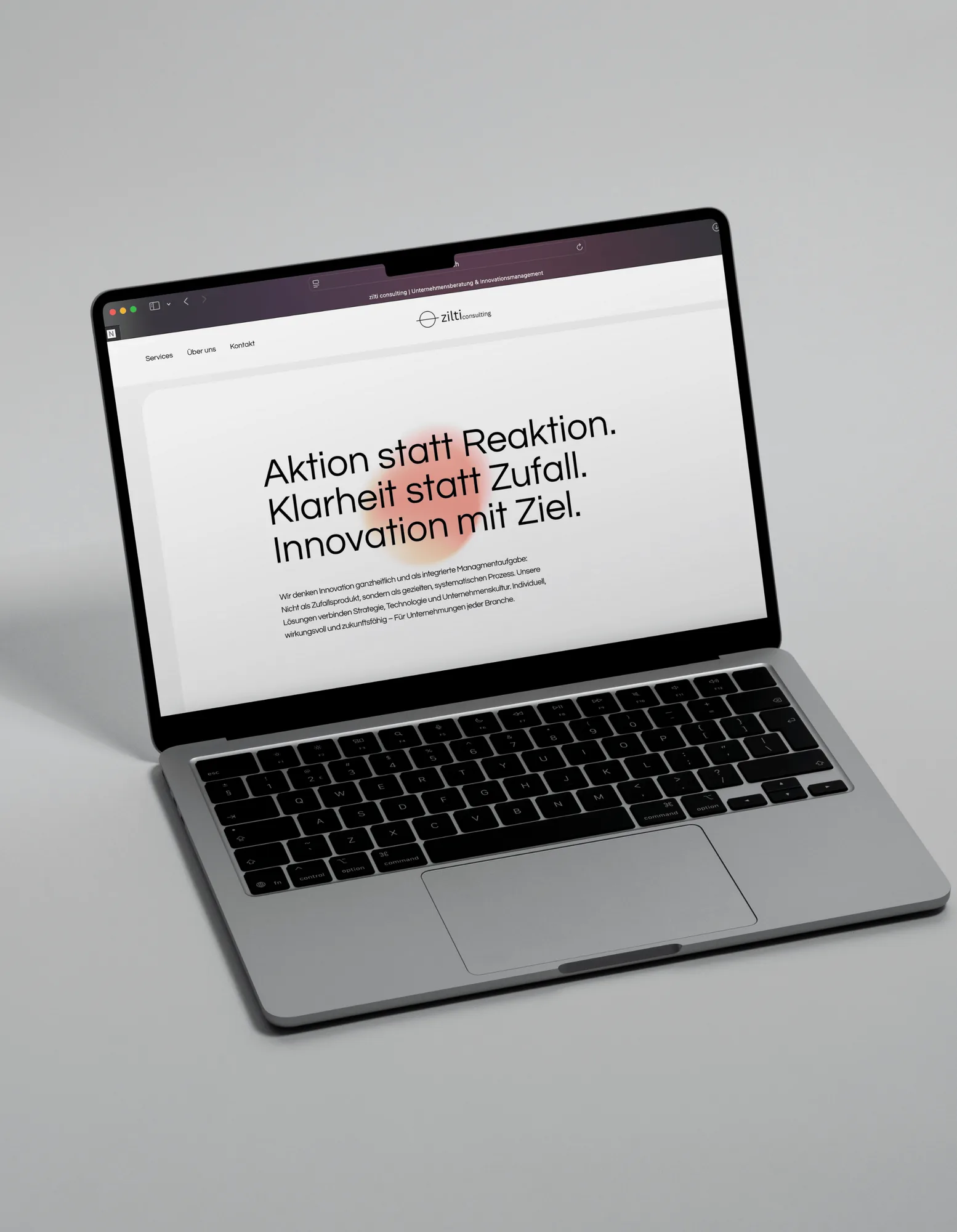 ZILTI Consulting – website displayed on an open MacBook
