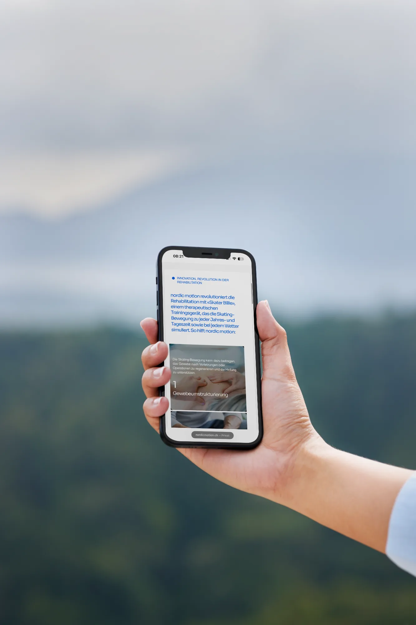 nordic motion GmbH – website on a smartphone, mockup