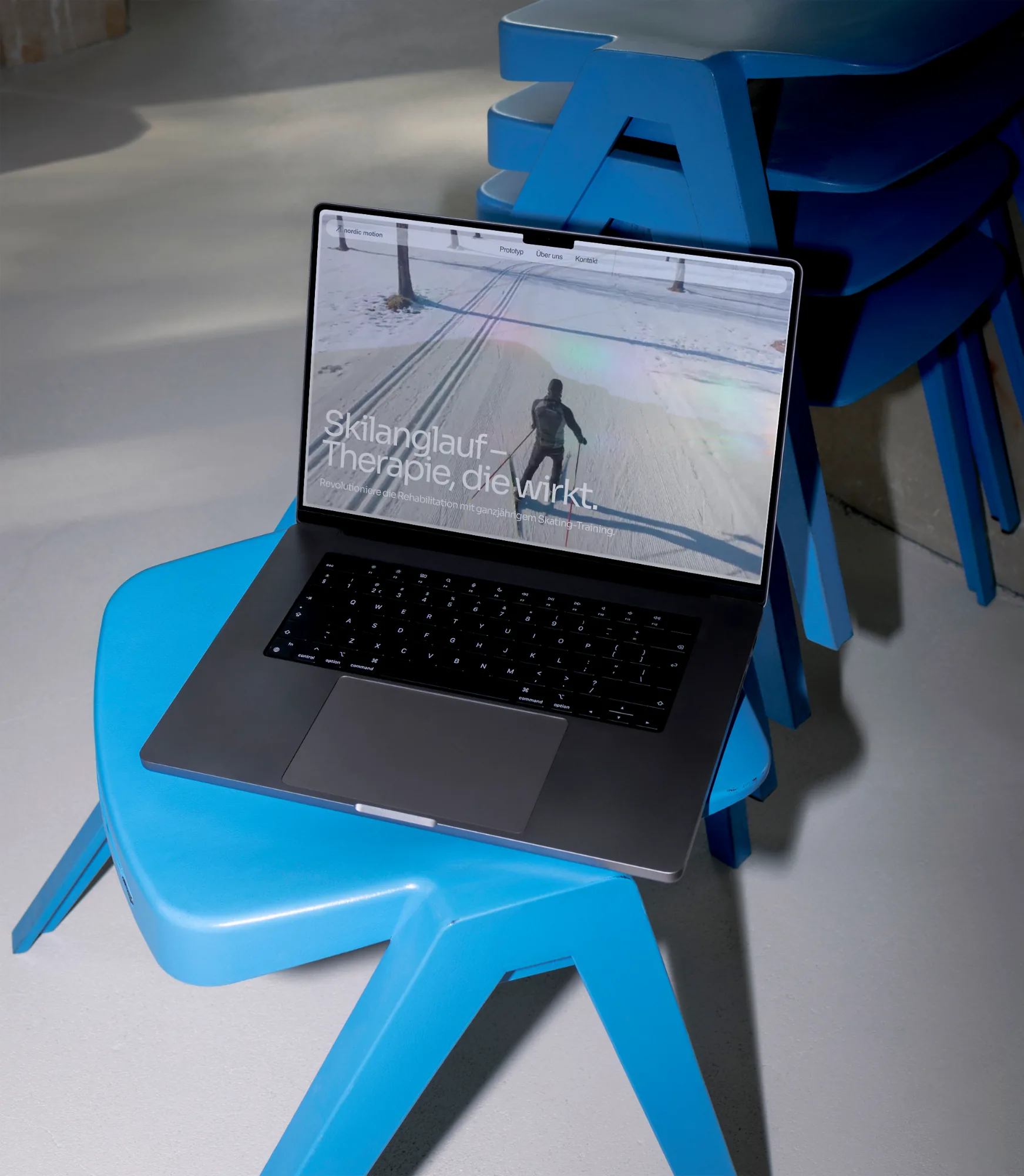 nordic motion GmbH – website on a laptop, mockup