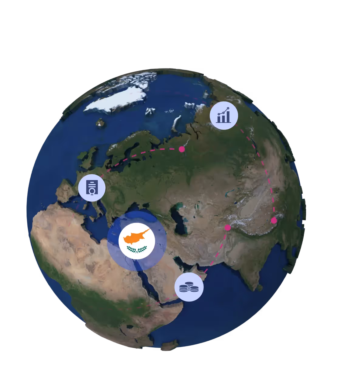 Globe with Cyprus flag