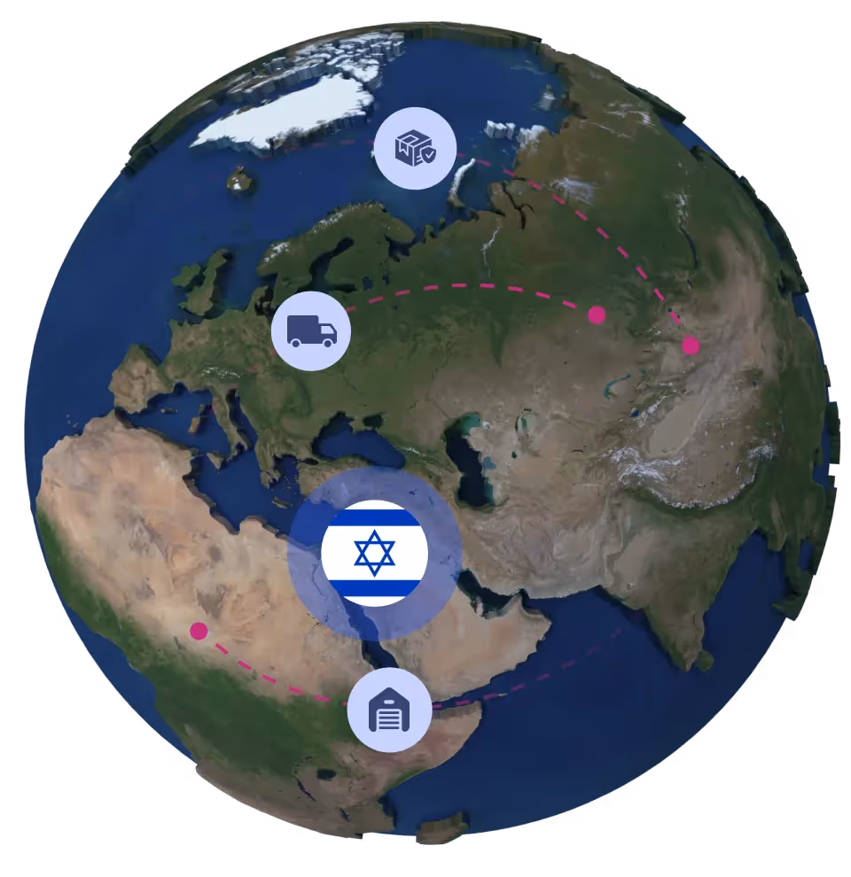 Globe with Israel flag