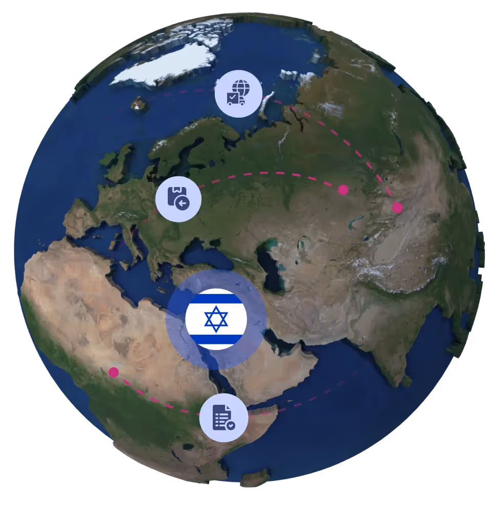 Globe with Israel flag